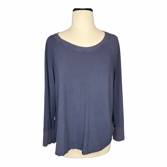 James Perse Raglan XL Navy Gray Long Sleeve Tee Sz 4 Cotton Scoop - Picture 4 of 10